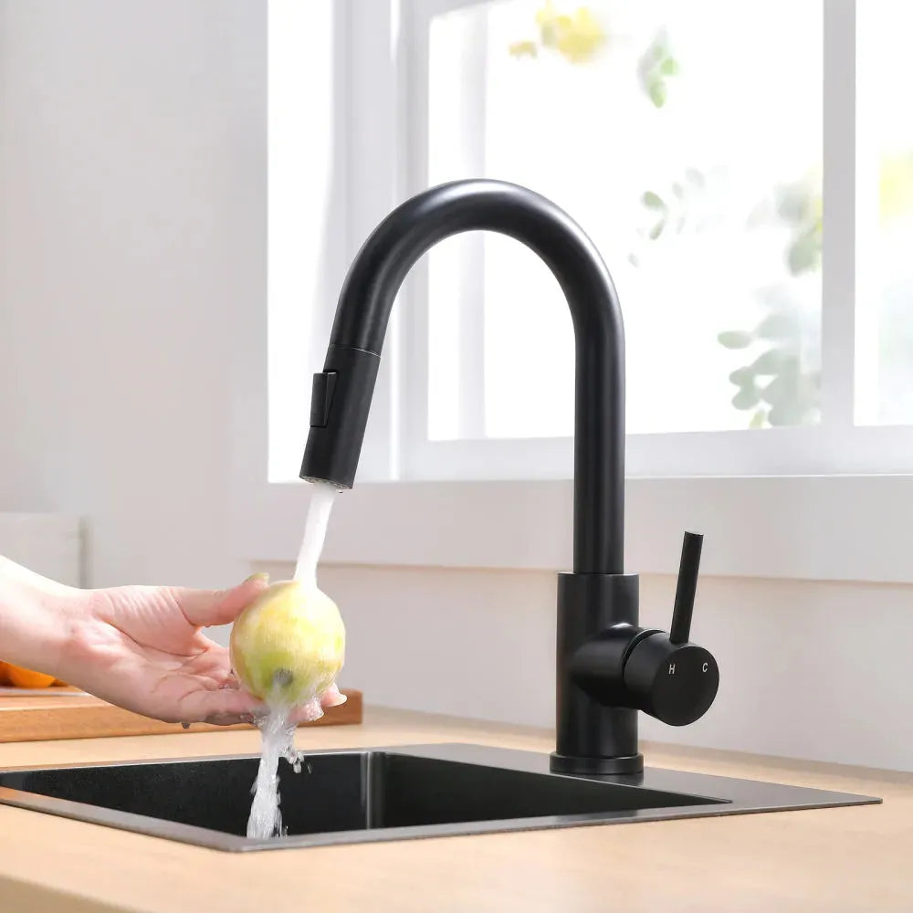 Sink Faucet, Black Kitchen Faucets with Pull Down Sprayer, Bathroom Sink Faucets Mini Bar Prep Faucet