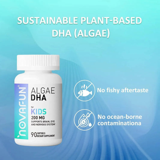 Novafun Algal sourced Omega-3&amp; DHA Softgels for Kids, Brain, Eye and Heart Health, Cognitive &amp; Immune Function, Learning, Social Development - Non-GMO - 200 mg - 45 Day Supply - 90 ct - truelything.com