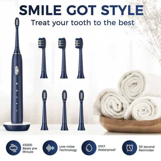 Electric Toothbrush for Adults - Rechargeable Electric Toothbrushes with Brush Heads &amp; Holder, Travel Case, Power Electric Toothbrush with Holder，3 Hours Charge for 120 Days - truelything.com