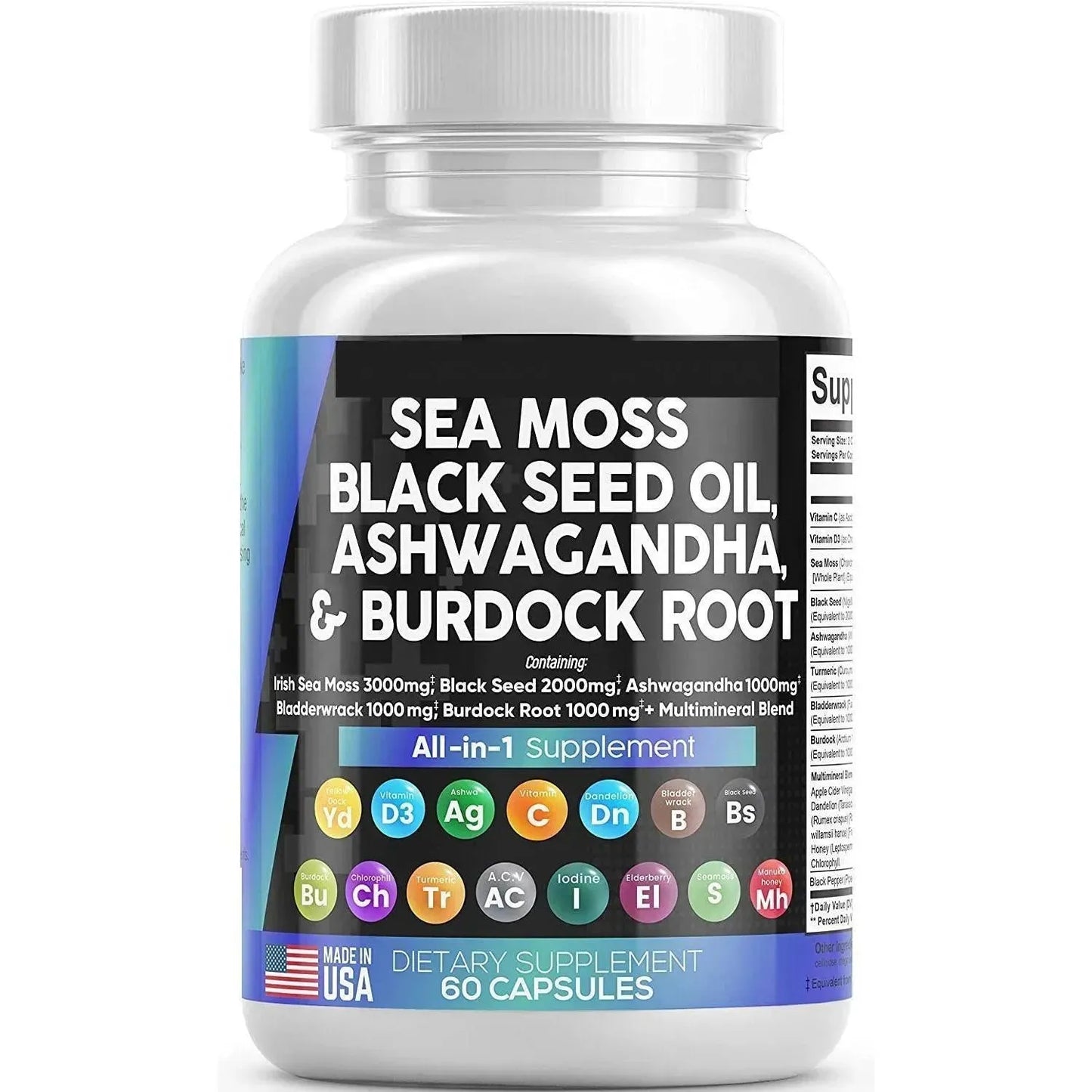 Sea Moss + Ashwagandha Maca Root Bundle with Black Seed Oil, Burdock Root, Fenugreekand More - truelything.com