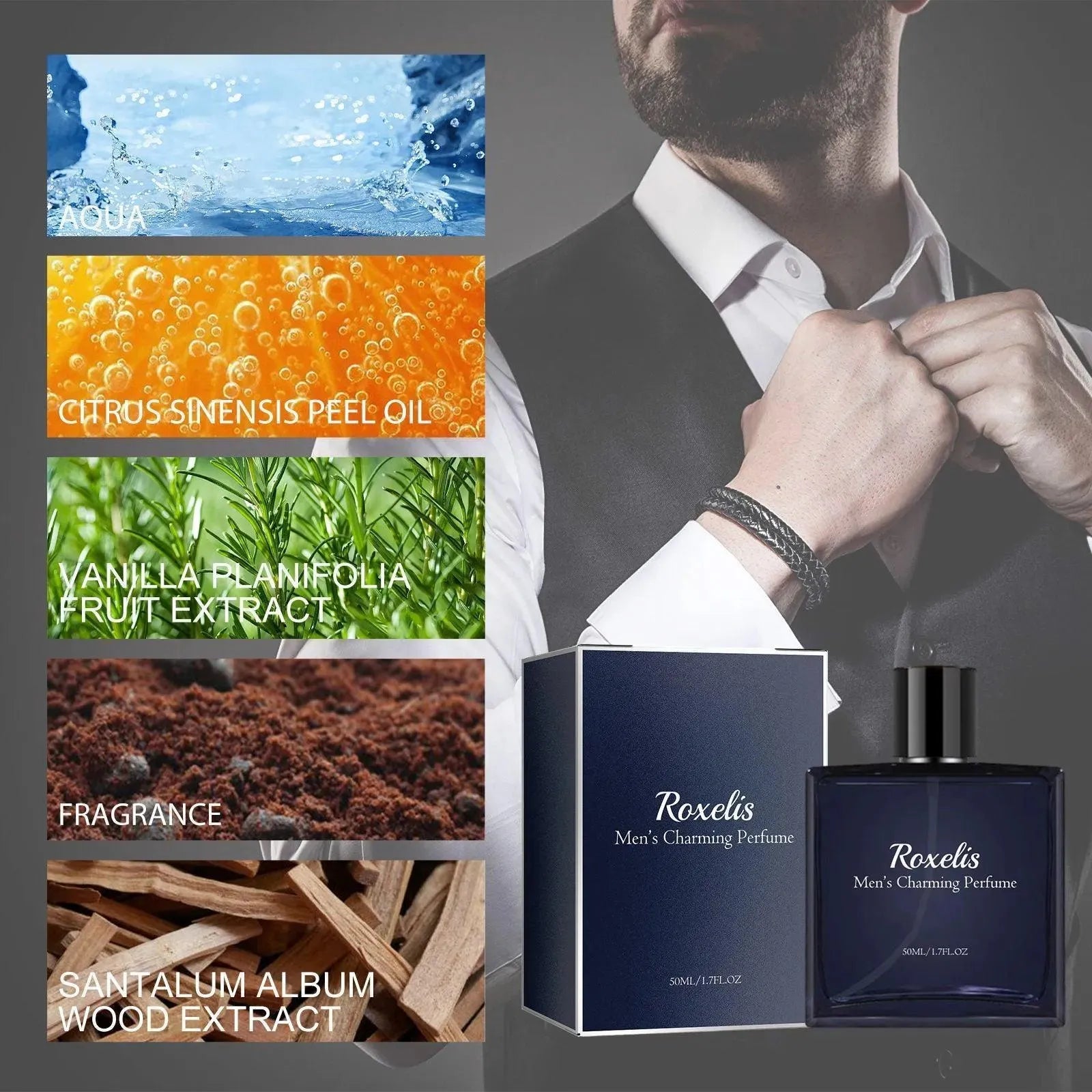 Roxelis Men&#039;s Charm Perfume Fragrance Fragrance Natural fresh charm release lasting fragrance couples dating atmosphere perfume - truelything.com