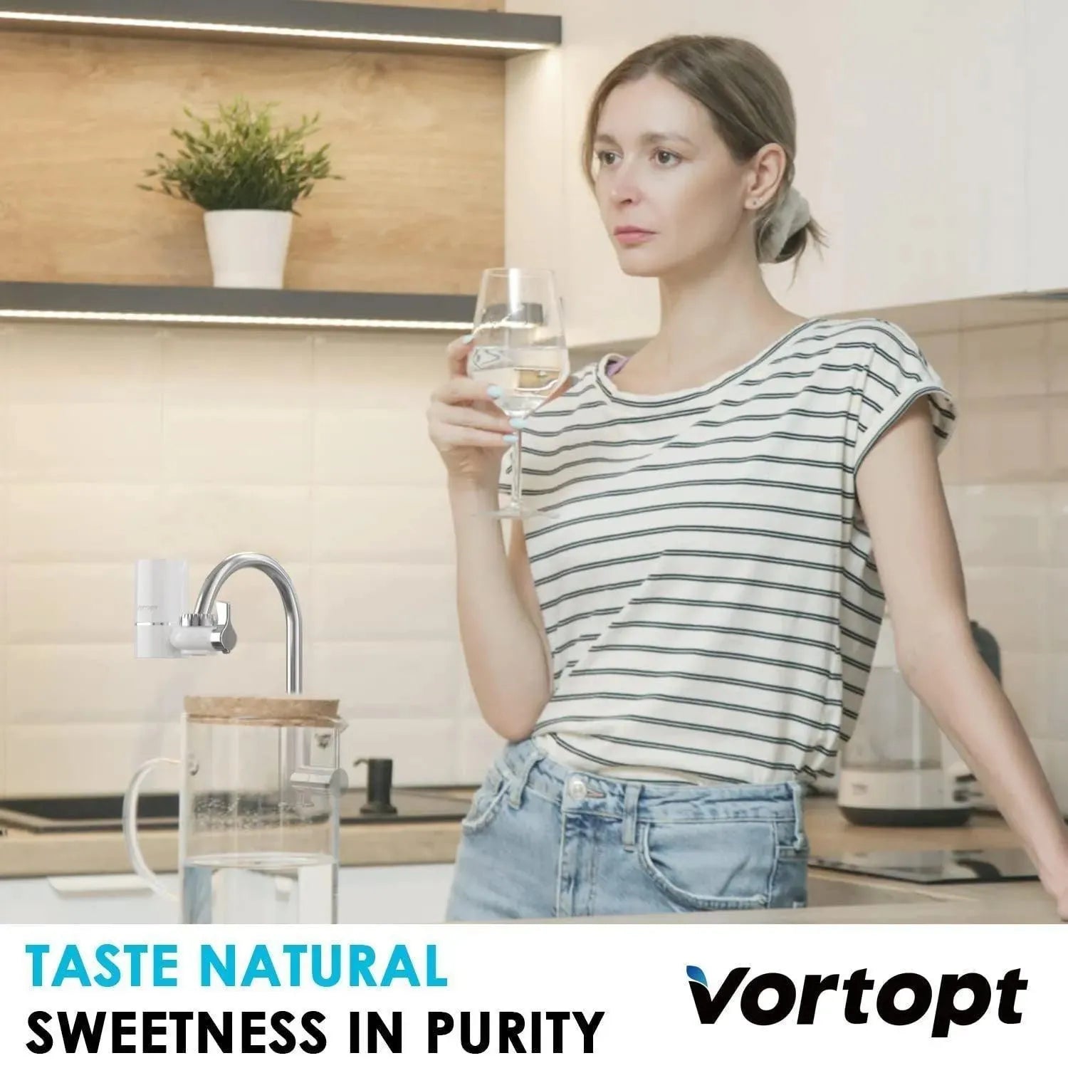 Vortopt Faucet Water Filter for Sink - NSF Certified Water Purifier for Faucet, 400 Gallons Faucet Mount Tap Water Filtration System for Kitchen, Bathroom, Reduces Lead, Chlorine, Bad Taste, T1 - truelything.com