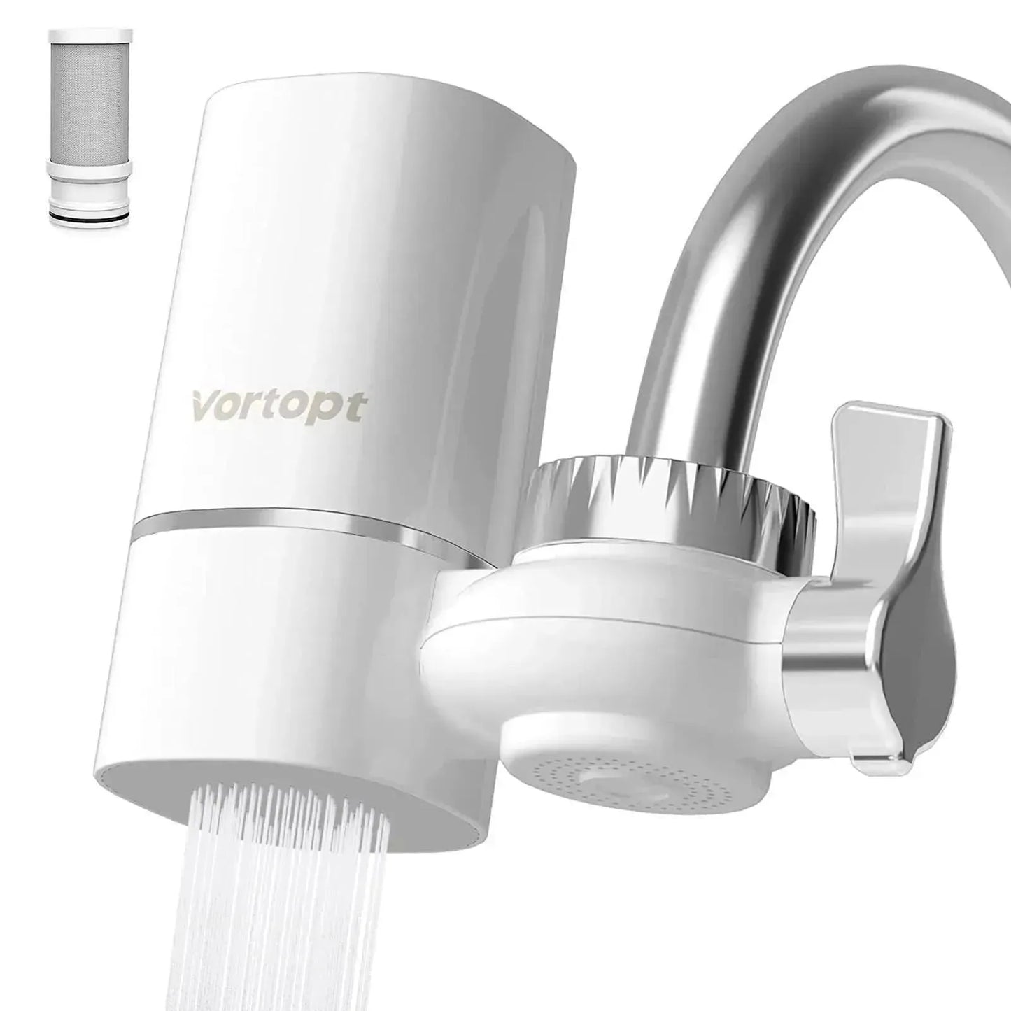 Vortopt Faucet Water Filter for Sink - NSF Certified Water Purifier for Faucet, 400 Gallons Faucet Mount Tap Water Filtration System for Kitchen, Bathroom, Reduces Lead, Chlorine, Bad Taste, T1 - truelything.com