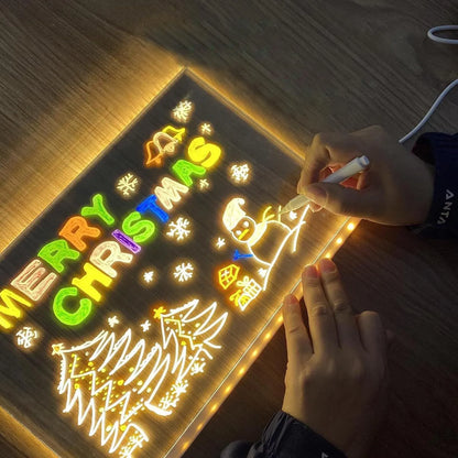 Creative Rewritable Message Board, Glowing Acrylic Message Marker Board, LED Note Board With Colors, Acrylic Dry Erase Drawing Board, Note Glass Led Board White Board