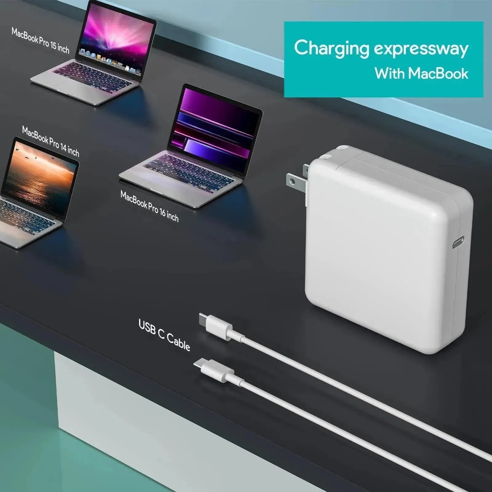 Mac Book Pro Charger - 96W USB C Charger Fast Charger for USB C Port MacBook pro &amp; MacBook Air, ipad Pro, Samsung Galaxy and All USB C Device, 6.6 ft USB C to USB C Cable Included - truelything.com