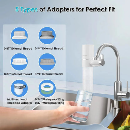 Vortopt Faucet Water Filter for Sink - NSF Certified Water Purifier for Faucet, 400 Gallons Faucet Mount Tap Water Filtration System for Kitchen, Bathroom, Reduces Lead, Chlorine, Bad Taste, T1 - truelything.com