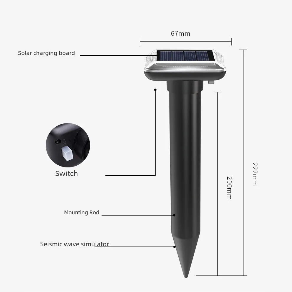 Solar Ultrasound To Catch Animals Outdoor Waterproof Sun Protection Snake Mole Buzzer Rat Repellent