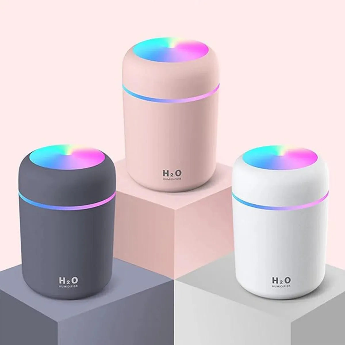 Portable Mini Colorful Humidifier, USB Powered Desktop Humidifier with Ambient Light, Home Humidifier For Home Office Bedroom &amp; Car Use - truelything.com