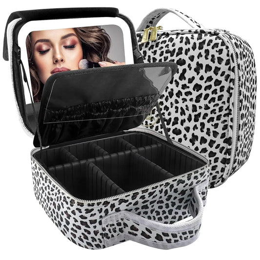 Mirror makeup bag LED with light women&#039;s makeup mirror professional portable large capacity home travel storage box